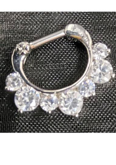 16g Fancy Clear Jewelled Septum Clicker image 0